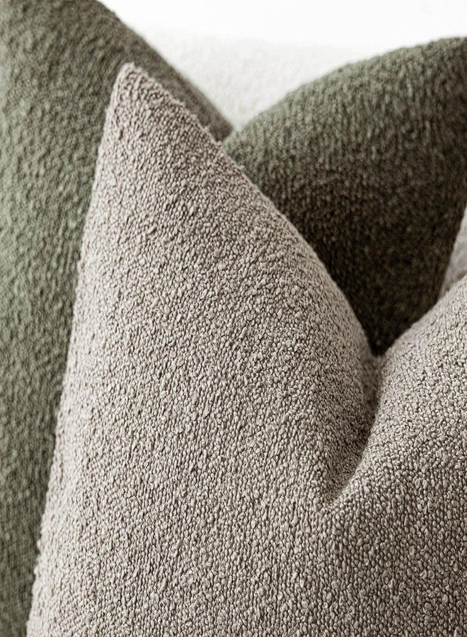 Foindtower Set of 2, Decorative Textured Boucle Throw Pillow Covers Accent Solid Pillow Cases Neutral Soft Cozy Couch Cushion Case for Chair Sofa Bedroom Living Room Home Decor 24x24 Inch Light Taupe - Image 4